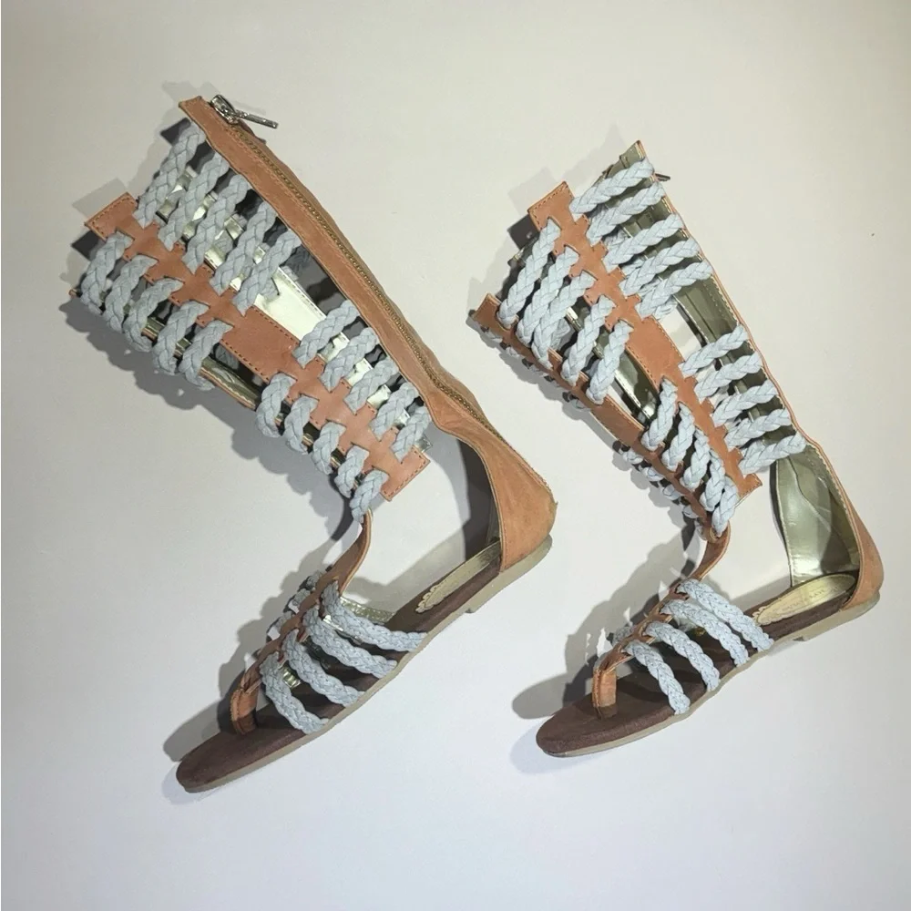 Joyfolie Girls Gladiator Sandals Boho Bohemian Braided Summer Shoes 12T